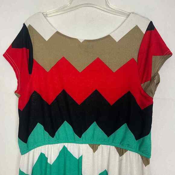 J for Justify Multicolor Chevron Print Short Sleeve Women's Maxi Dress Size 2X - Picture 9 of 13
